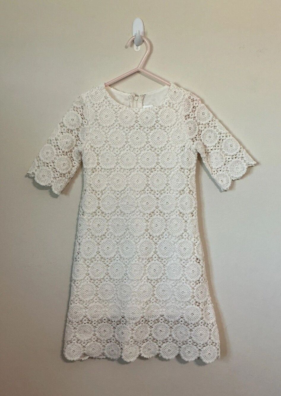 Rare Editions Girls’s White Lace Dress Full Inner Lining  Short Sleeve Size 5